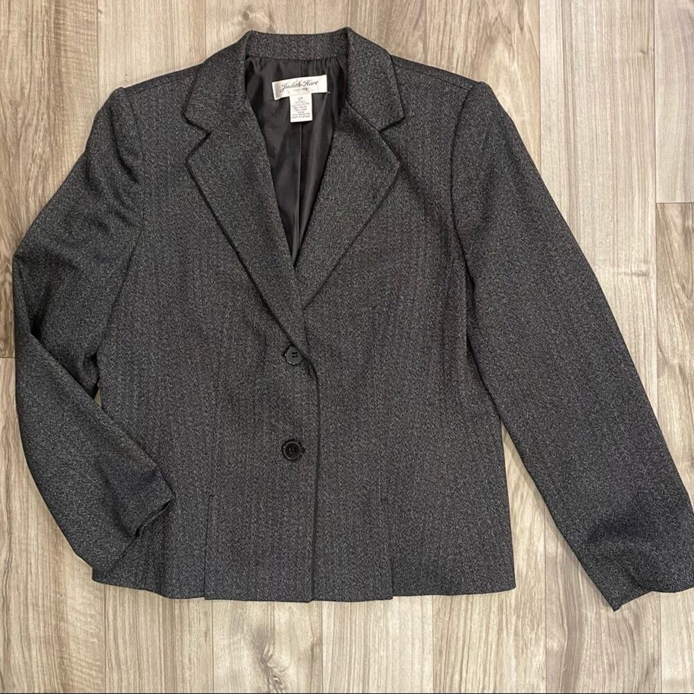 Judith Hart 12P Dark Gray Herringbone 2-Button Blazer Fully Lined IMMACULATE!